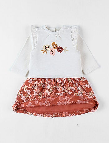 Robe bi-matière, fleurs Noukie's