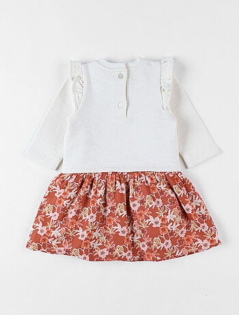 Robe bi-matière, fleurs Noukie's