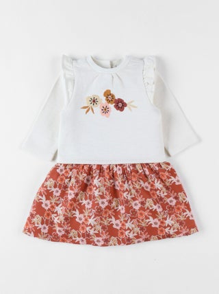 Robe bi-matière, fleurs Noukie's