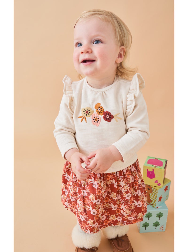 Robe bi-matière, fleurs Noukie's Blanc - Kiabi