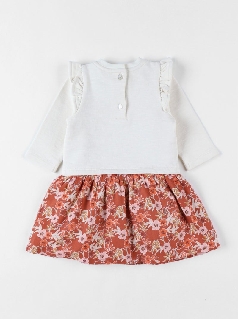 Robe bi-matière, fleurs Noukie's Blanc - Kiabi