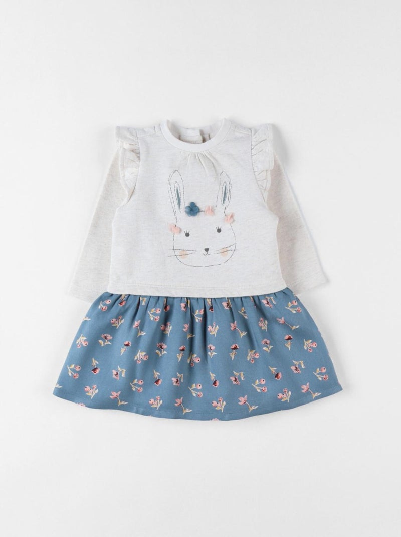 Robe bi-matière, lapin Noukie's Beige - Kiabi