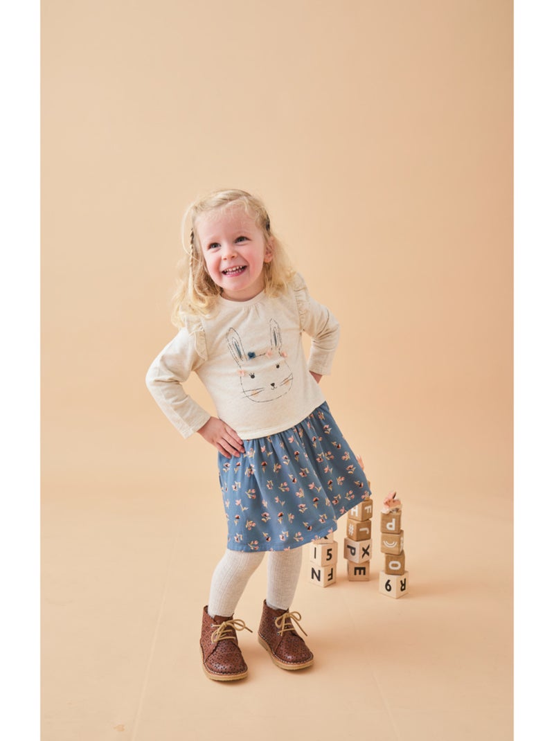 Robe bi-matière, lapin Noukie's Beige - Kiabi