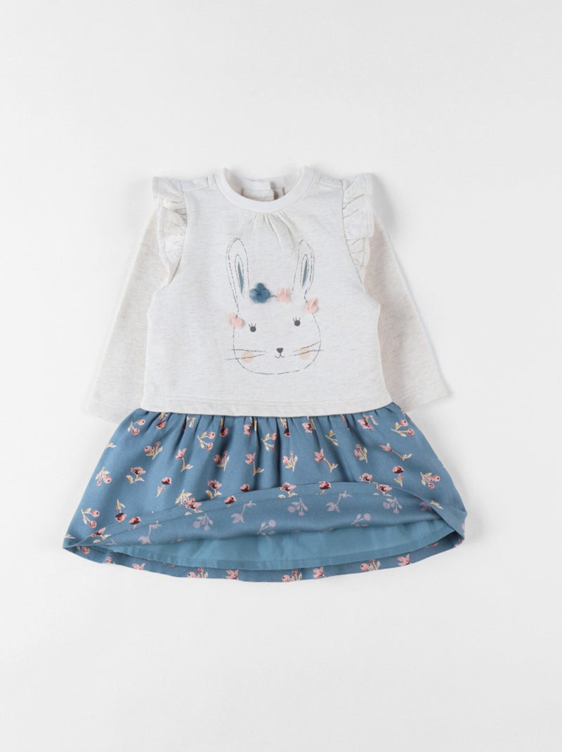 Robe bi-matière, lapin Noukie's Beige - Kiabi