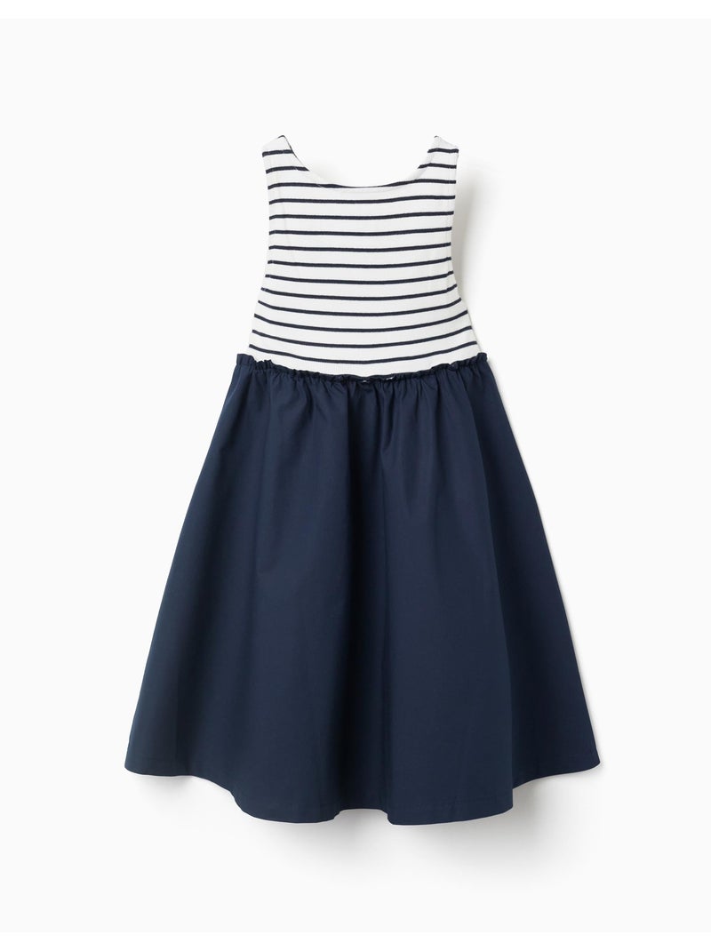 Robe bi-matière sans manches à rayures Bleu foncé - Kiabi