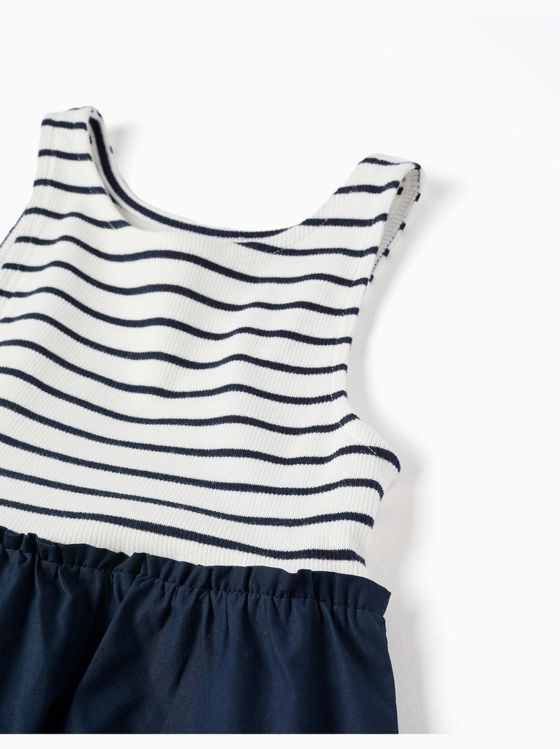 Robe bi-matière sans manches à rayures Bleu foncé - Kiabi