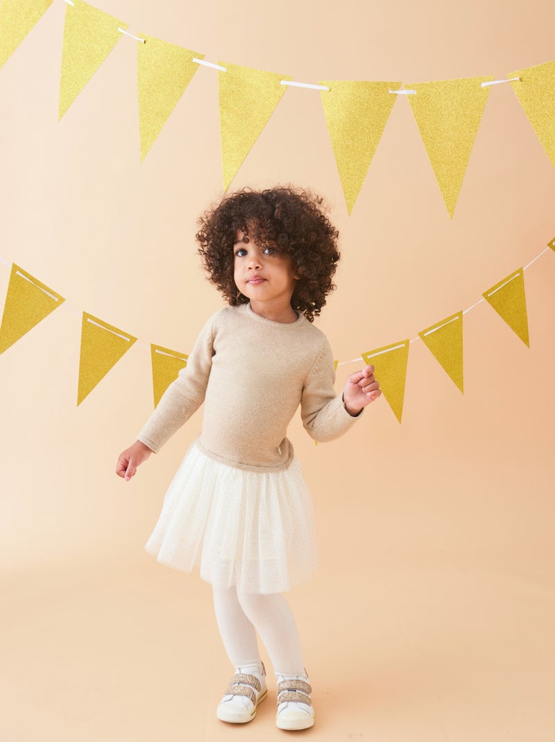 Robe bi-matière, tricot lurex Noukie's Beige - Kiabi