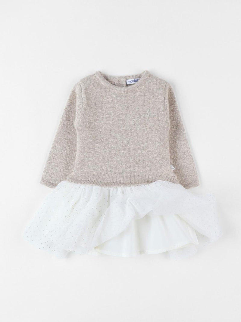 Robe bi-matière, tricot lurex Noukie's Beige - Kiabi