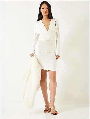 Robe bianco avec côtés froncés lucci