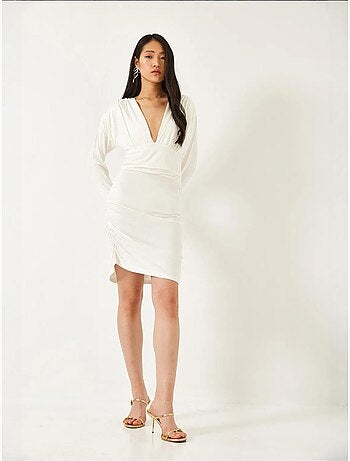 Robe bianco avec côtés froncés lucci