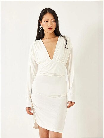 Robe bianco avec côtés froncés lucci