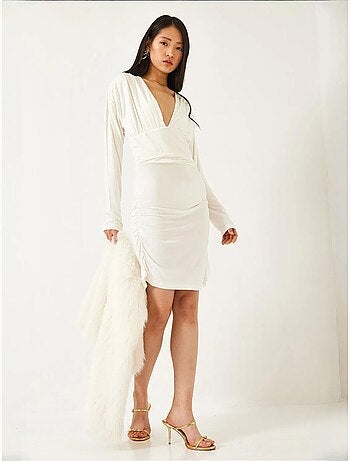 Robe bianco avec côtés froncés lucci