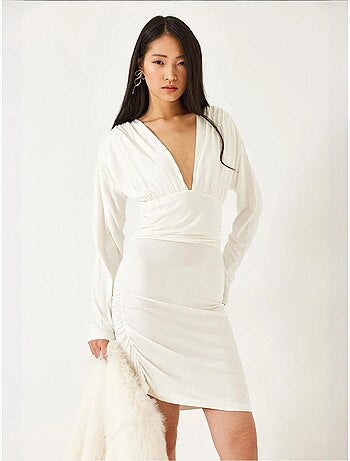 Robe bianco avec côtés froncés lucci