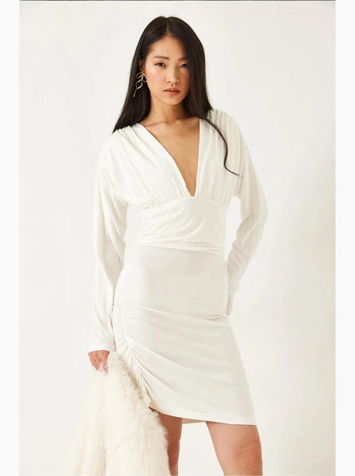 Robe bianco avec côtés froncés lucci - Kiabi Robe bianco avec côtés froncés lucci - Kiabi