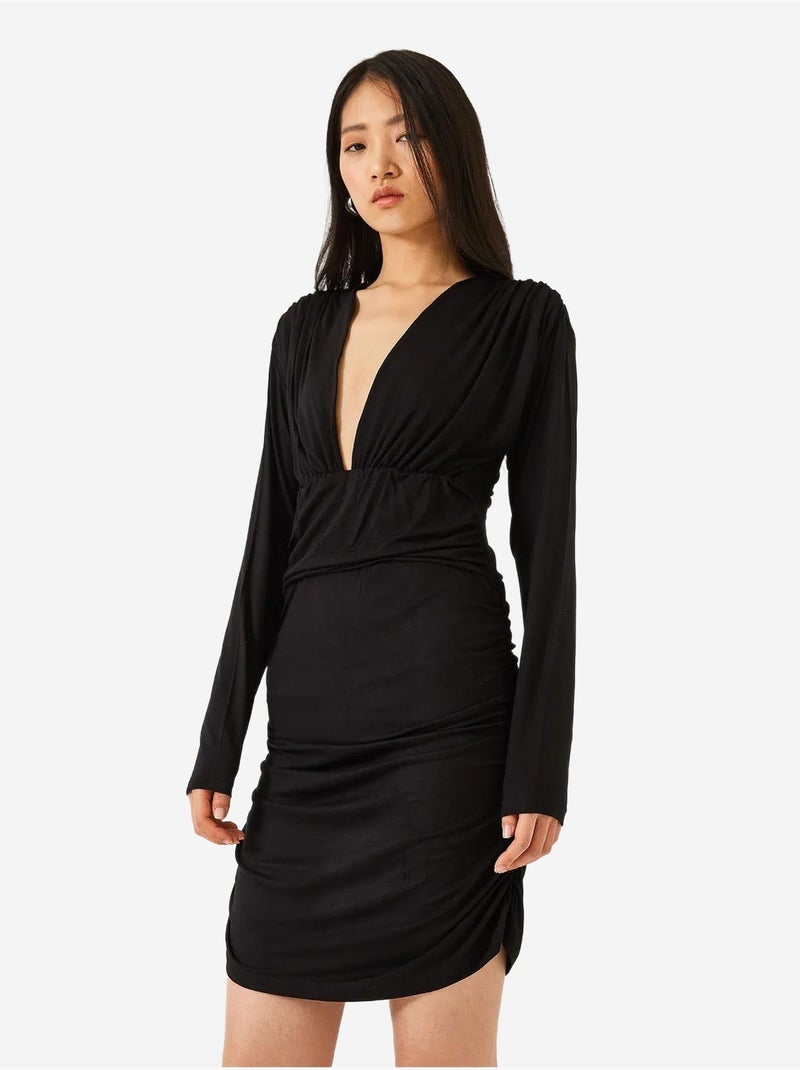 Robe bianco avec côtés froncés lucci Noir - Kiabi