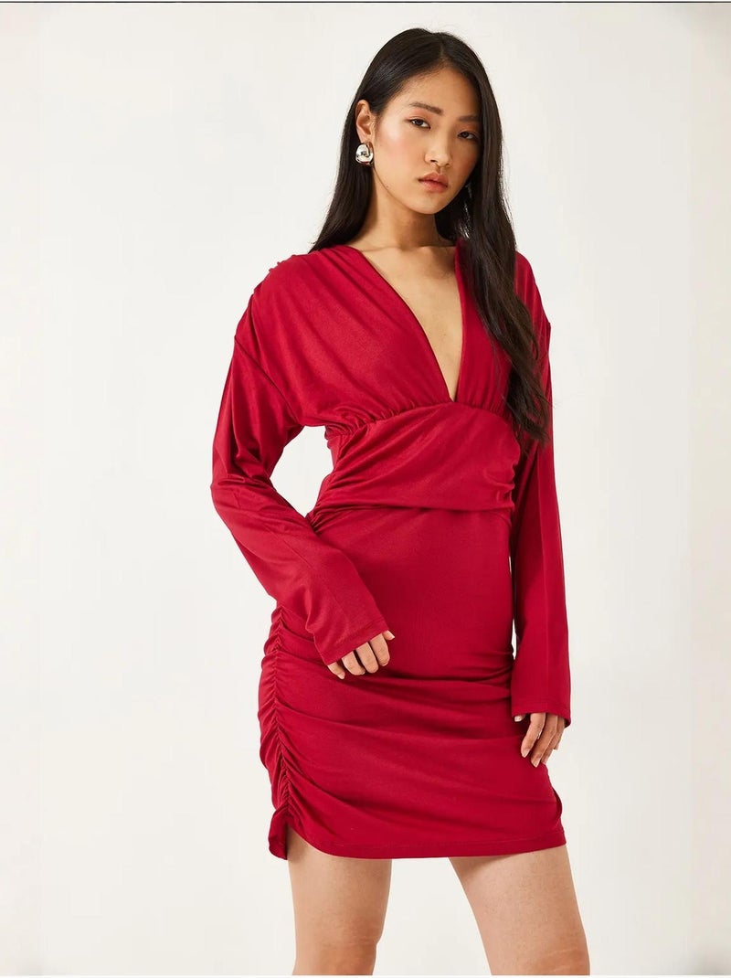 Robe bianco avec côtés froncés lucci Rouge cachemire - Kiabi