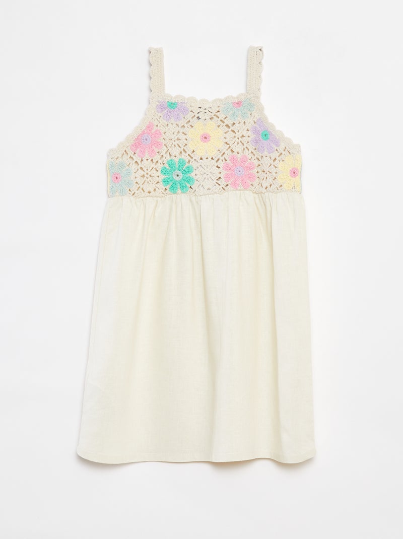 Tunique Gymboree Neuve Avec Broderie Fleurie Crème - Taille 4 Ans - Étiquettes Présentes