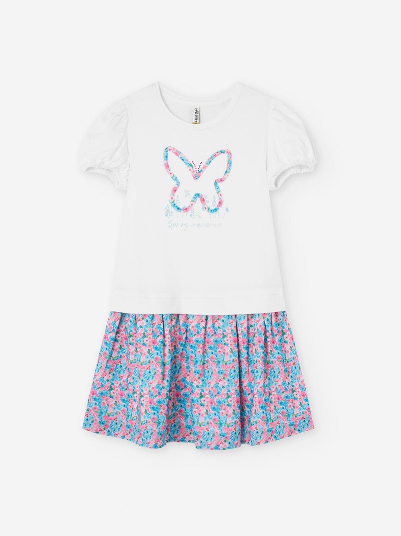 Robe Bimatière Florale Blanc - Kiabi