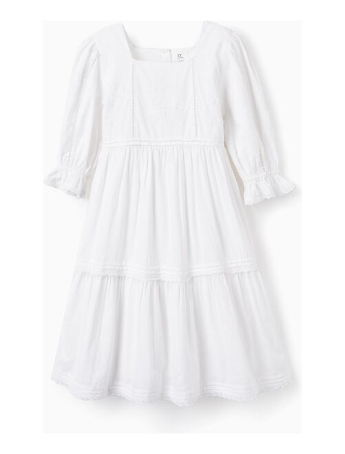 Robe blanche à manches 3/4 pour fille manches courtes CEREMONY COLLECTION - Kiabi