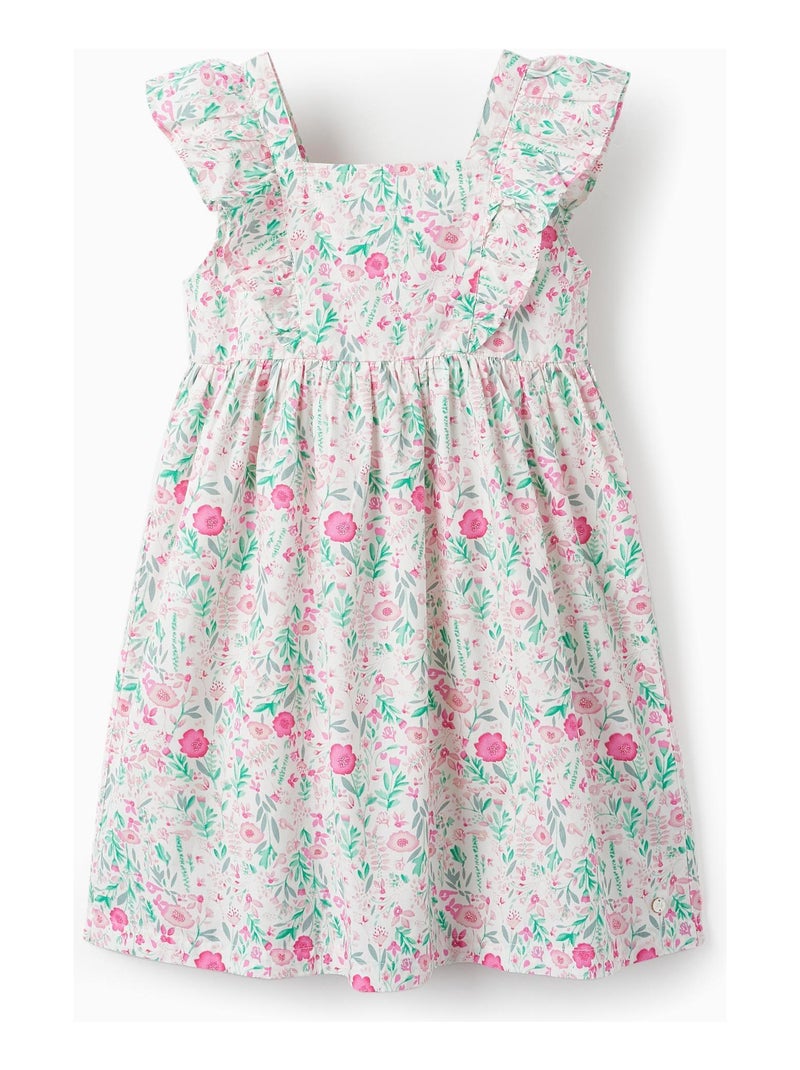 Robe blanche à motif floral rose et vert pour fille manches courtes LETS PARTY Rose - Kiabi