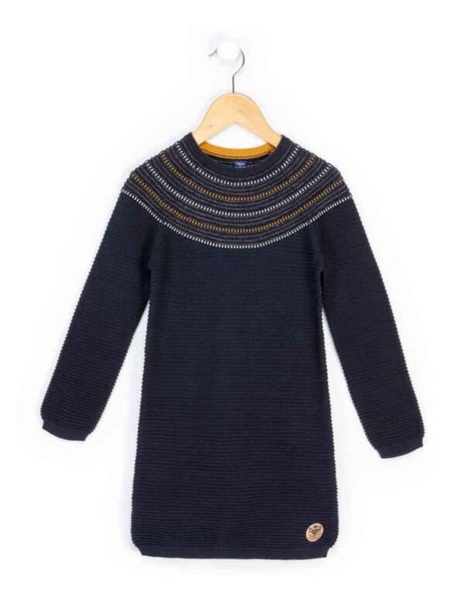 Robe bleu marine Fille en tricot - Kiabi