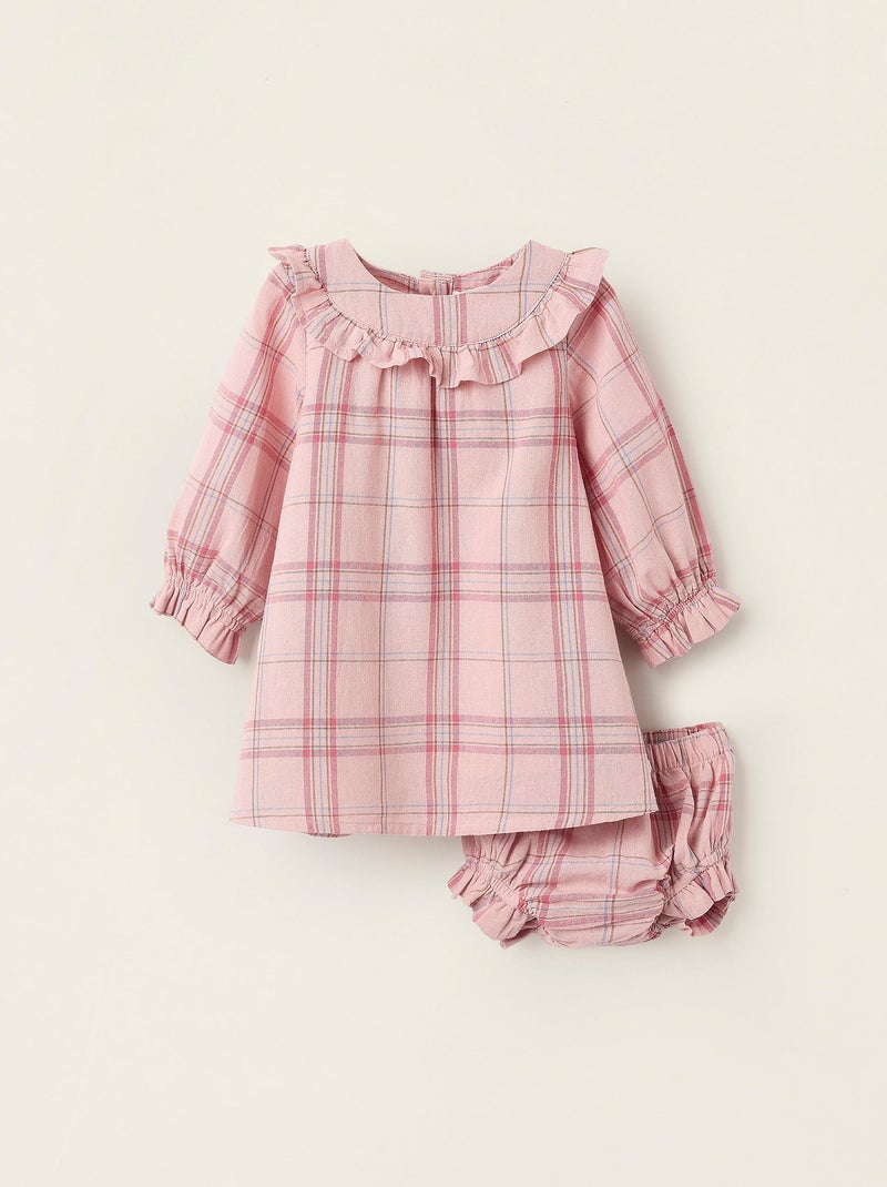 Robe + Bloomer à Carreaux Rose - Kiabi