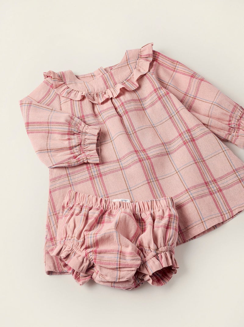 Robe + Bloomer à Carreaux Rose - Kiabi