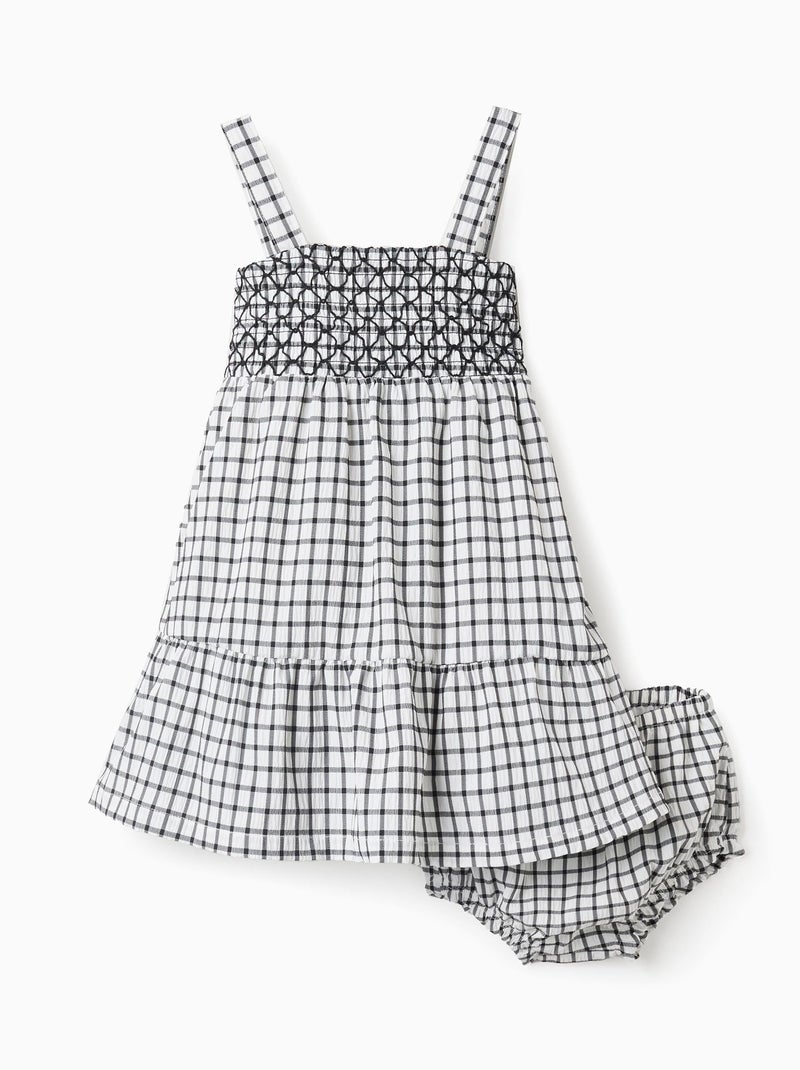 Robe + Bloomer à Motif Vichy Gris foncé - Kiabi