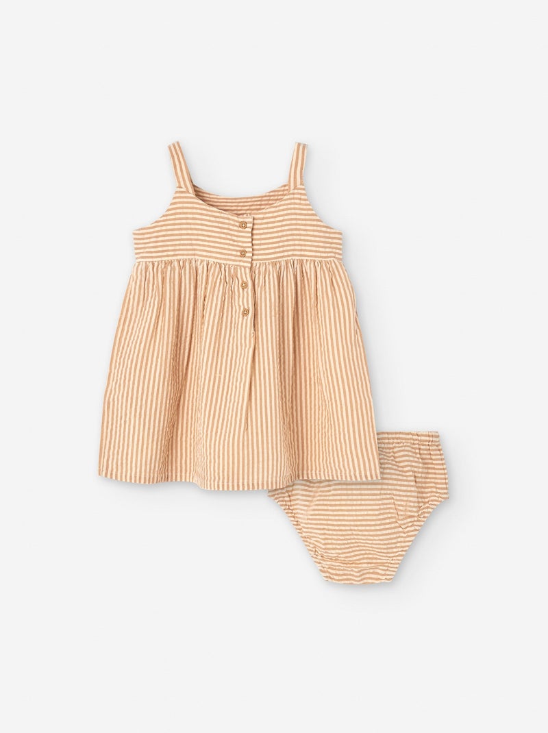 Robe + Bloomer à Rayures en Seersucker Blanc - Kiabi