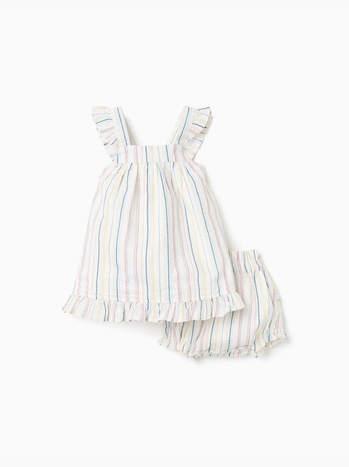 Robe + bloomer à rayures ethniques B&S - Kiabi