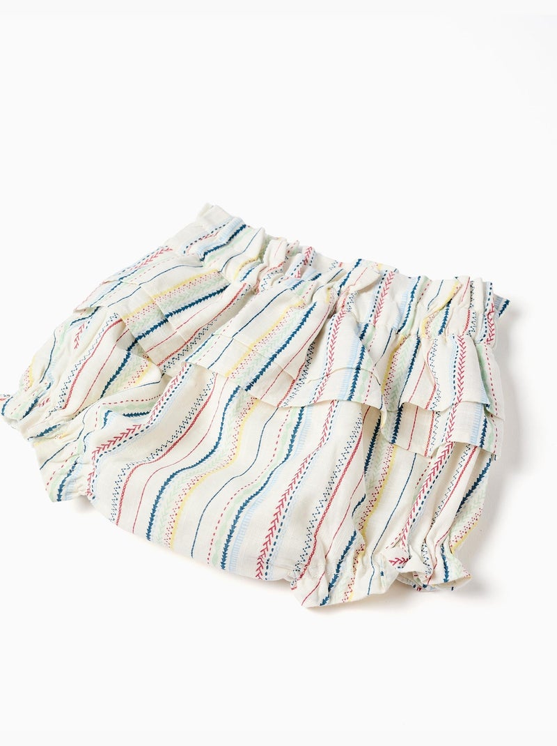 Robe + bloomer à rayures ethniques B&S Blanc - Kiabi