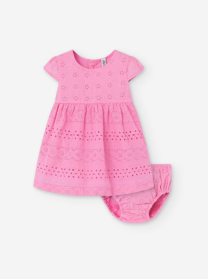 Robe + Bloomer avec Broderie Anglaise Rose - Kiabi