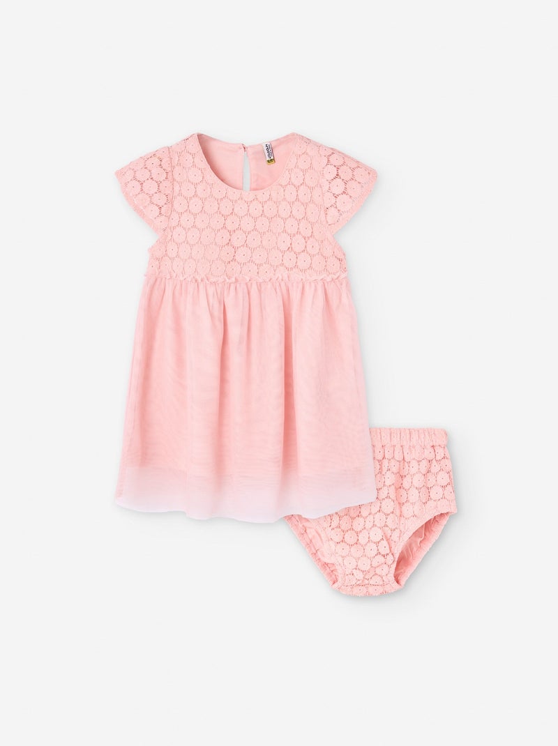 Robe + Bloomer avec Dentelle Dipura et Tulle Rose clair - Kiabi