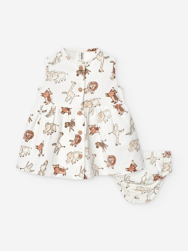 Robe + Bloomer avec Motif Blanc Ecru - Kiabi