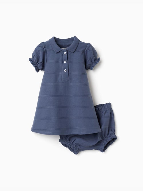 Robe + bloomer en coton avec lignes embossées B&S - Kiabi