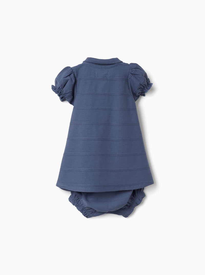 Robe + bloomer en coton avec lignes embossées B&S Bleu Bleu - Kiabi
