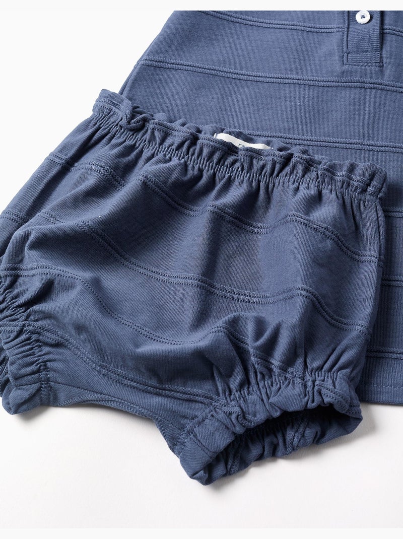 Robe + bloomer en coton avec lignes embossées B&S Bleu Bleu - Kiabi