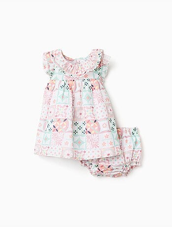 Robe + bloomer en coton avec motif mosaïque
