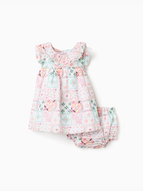 Robe + bloomer en coton avec motif mosaïque - Kiabi