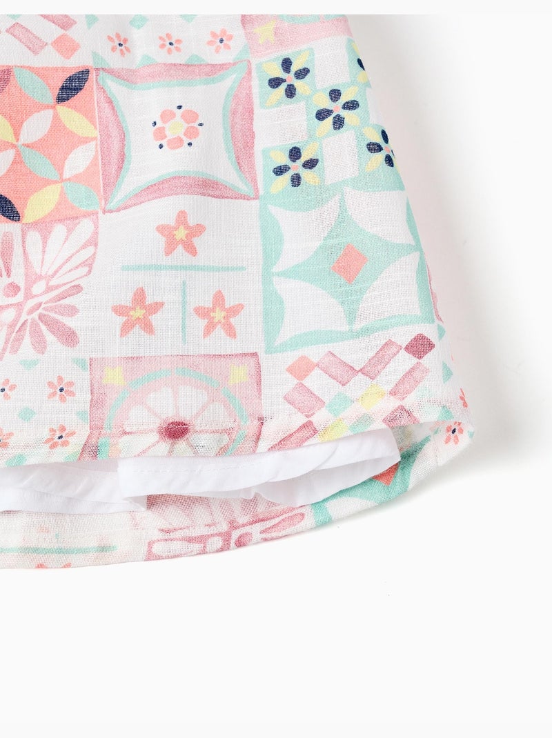 Robe + bloomer en coton avec motif mosaïque Blanc - Kiabi