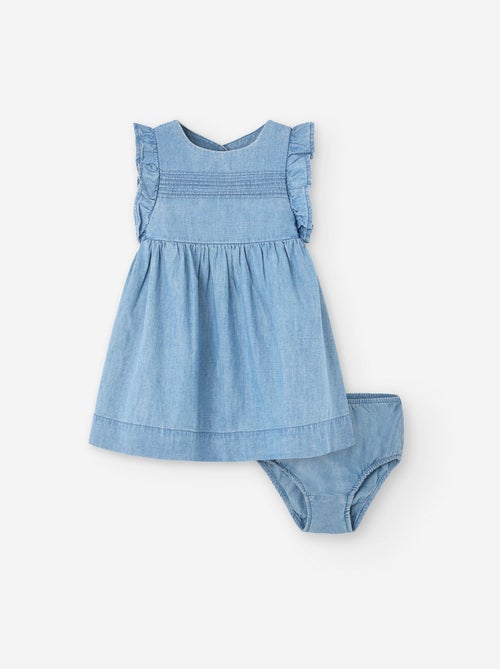 Robe + Bloomer en Denim Léger avec Volants - Kiabi
