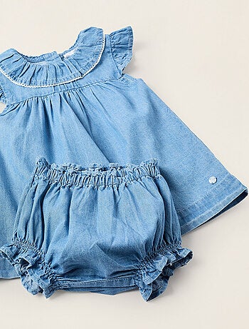 Robe + Bloomer en Jean avec Volants
