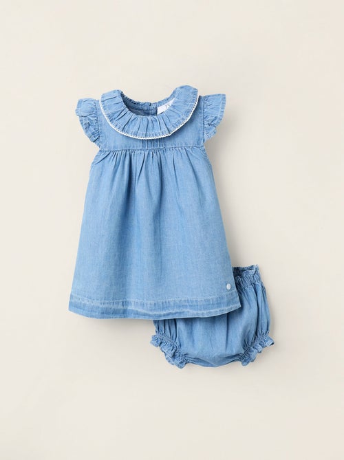 Robe + Bloomer en Jean avec Volants - Kiabi