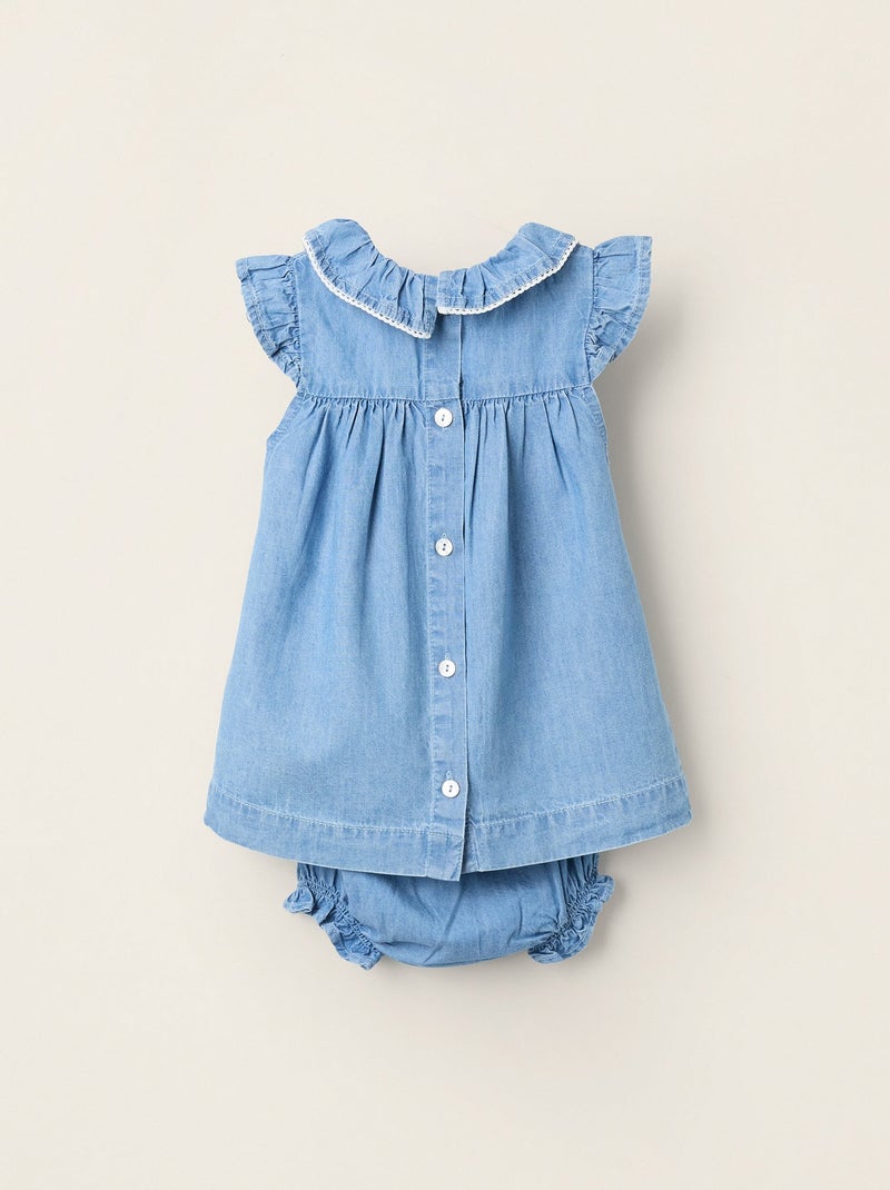 Robe + Bloomer en Jean avec Volants Bleu clair - Kiabi