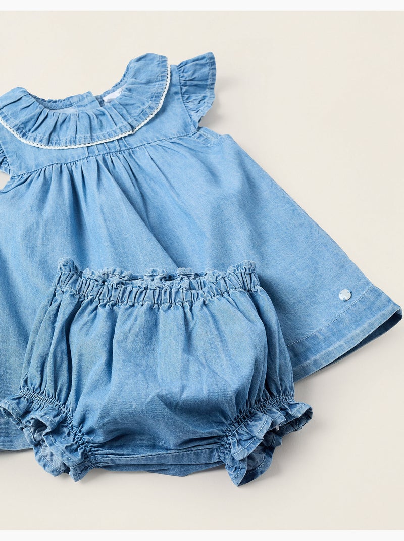 Robe + Bloomer en Jean avec Volants Bleu clair - Kiabi