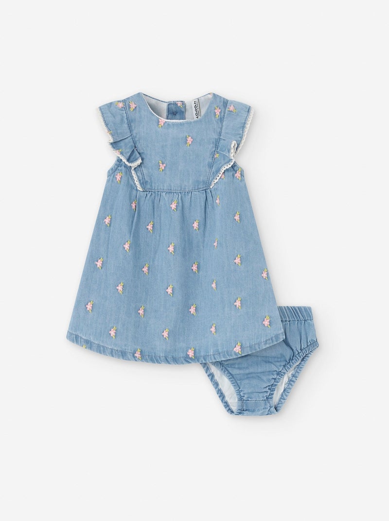 Robe + Bloomer en Jean Brodé Bleu - Kiabi