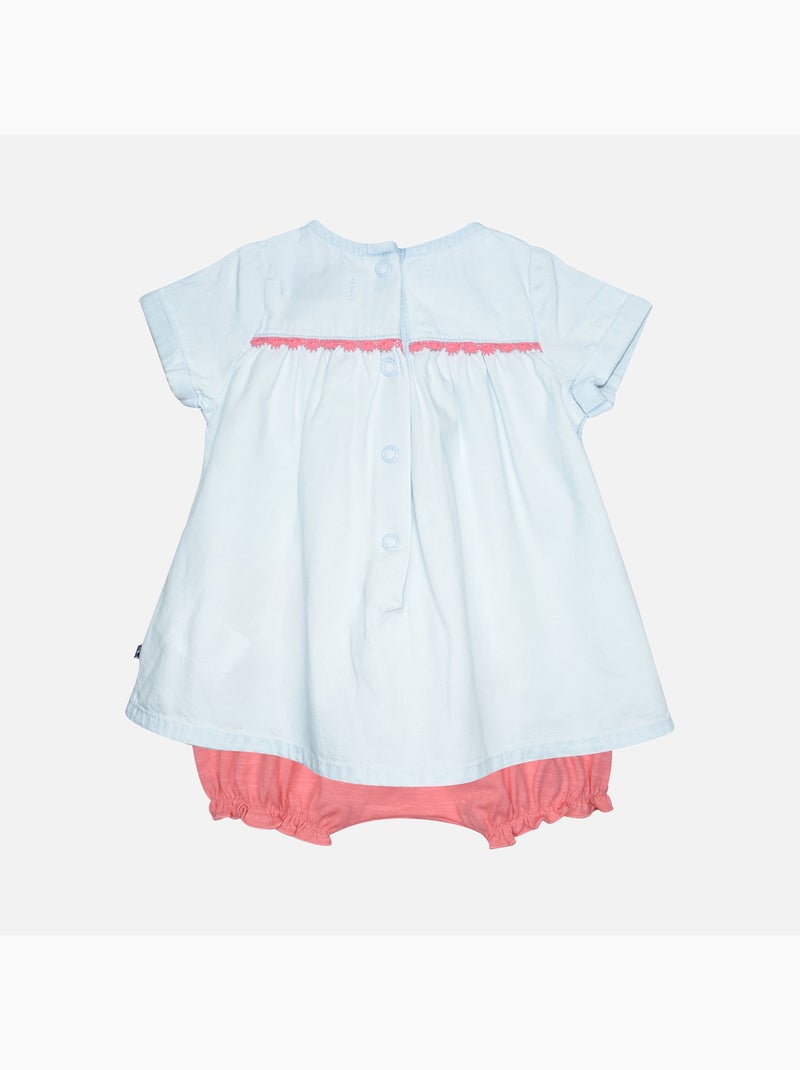 ROBE BLOOMER GAELLE JEAN MANCHES COURTES NAISSANCE Bleu - Kiabi