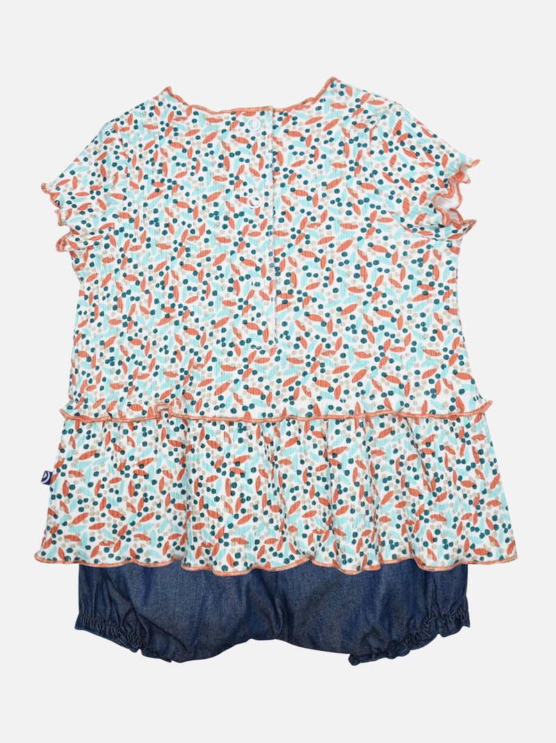 ROBE BLOOMER GEORGIA MANCHES COURTES NAISSANCE Bleu - Kiabi