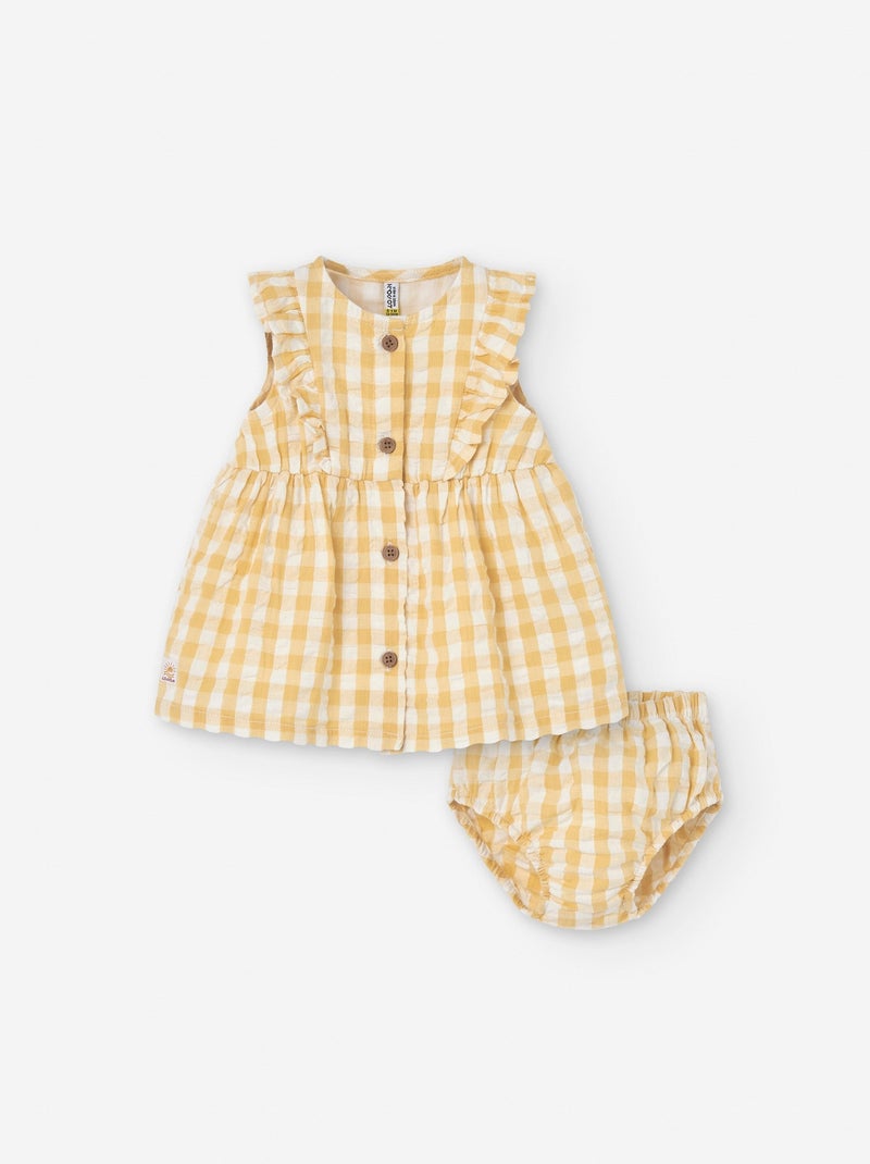 Robe + Bloomer Vichy Beige foncé - Kiabi