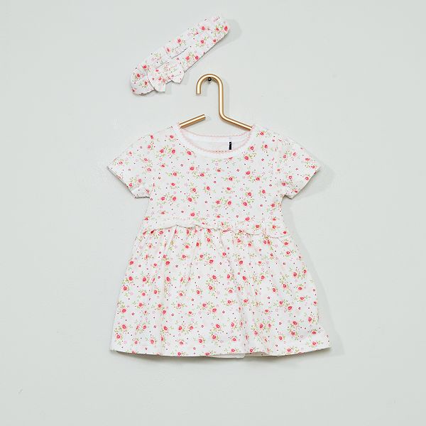 Robe Body Bandeau Bebe Fille Blanc Rose Kiabi 12 00